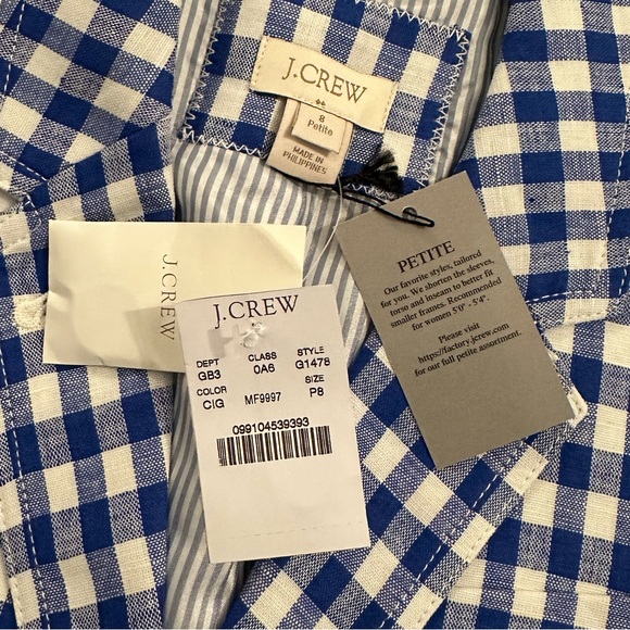 J. Crew Gingham Linen Schoolboy Blazer Jacket Sz 8 Petite - Picture 12 of 15